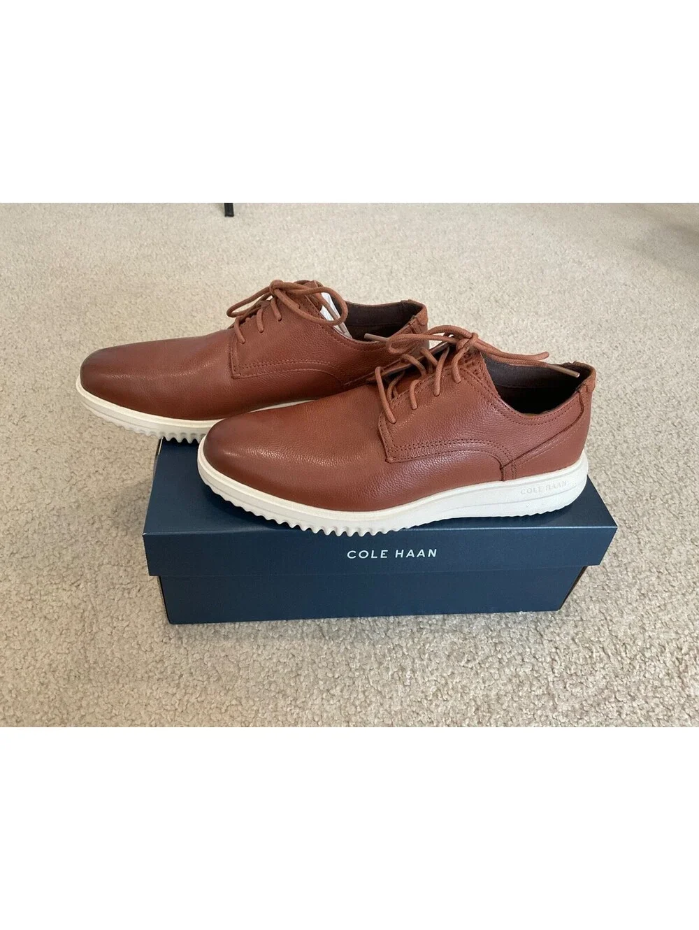 Cole Haan Grand Plus Plain Toe Oxford British Tan Leather Shoes C36935 Mens 8 M